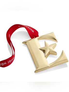 Waterford X Elton John NIB Gold With Red Ribbon Christmas Ornament Gift